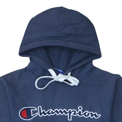 Champion Men's Blue Pullover Hoodie Small Embroidered Logo Cotton