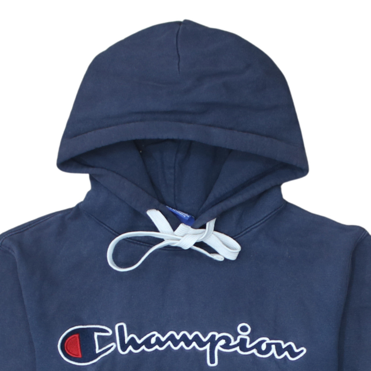 Champion Men's Blue Pullover Hoodie Small Embroidered Logo Cotton