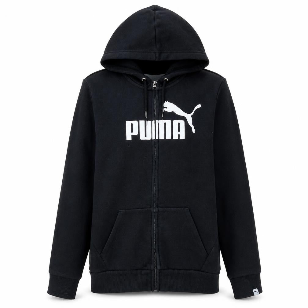 Front view of Puma women’s black, size UK 12, full zip hoodie sweatshirt