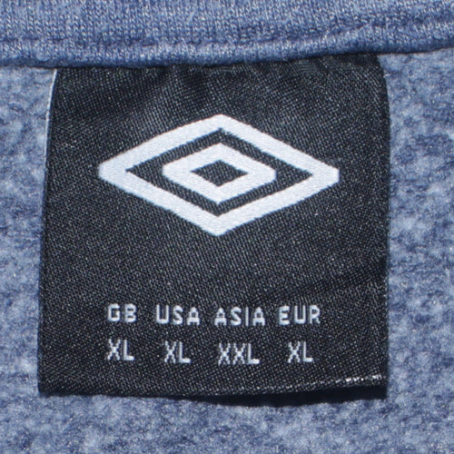 Umbro Men Blue Pullover Hoodie XL Sports Fleece Logo Sweatshirt