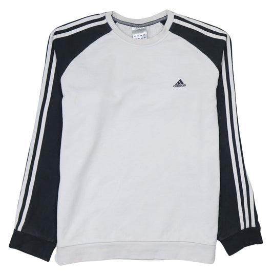 Adidas Mens White Pullover Sweatshirt M Long Sleeve Crew Neck