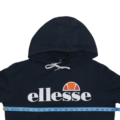 Ellesse Womens Navy Hoodie UK 10 Pullover Cotton Blend Logo