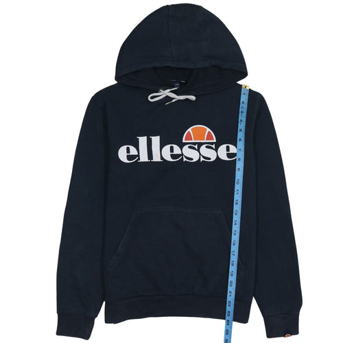 Ellesse Womens Navy Hoodie UK 10 Pullover Cotton Blend Logo