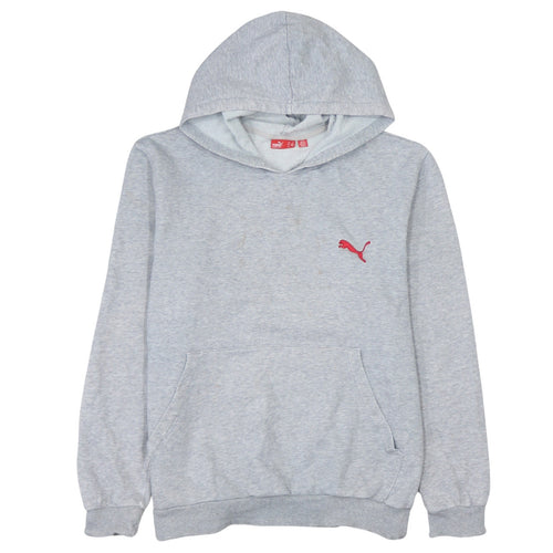 Puma Men’s Grey Small Pullover Hoodie with Red Logo