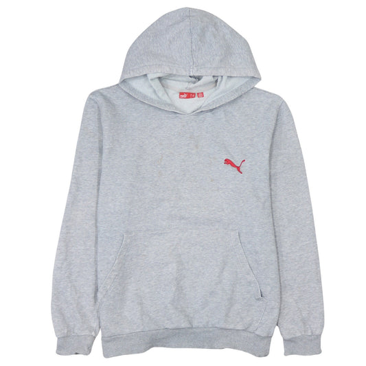 Puma Men’s Grey Small Pullover Hoodie with Red Logo