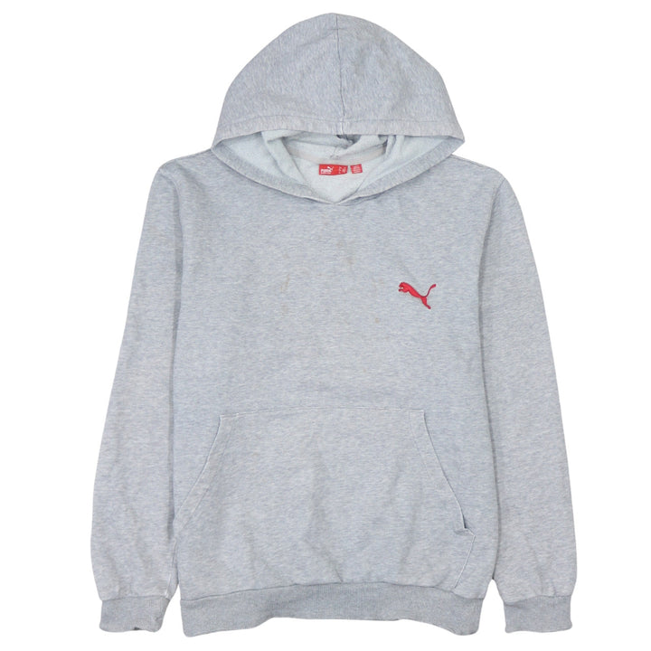 Puma Men’s Grey Small Pullover Hoodie with Red Logo