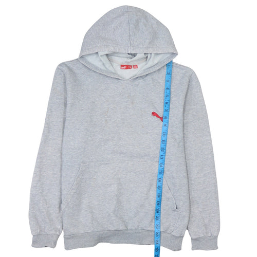 Puma Men’s Grey Small Pullover Hoodie with Red Logo