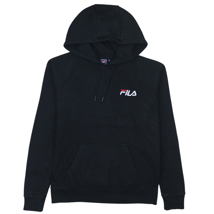 Fila Men's Black Pullover Hoodie Small Embroidered Logo Fleece