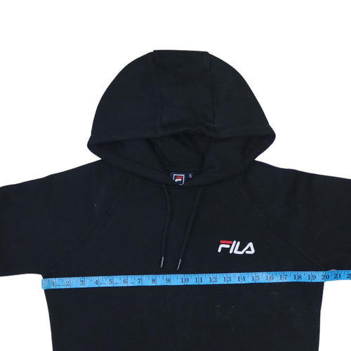Fila Men's Black Pullover Hoodie Small Embroidered Logo Fleece
