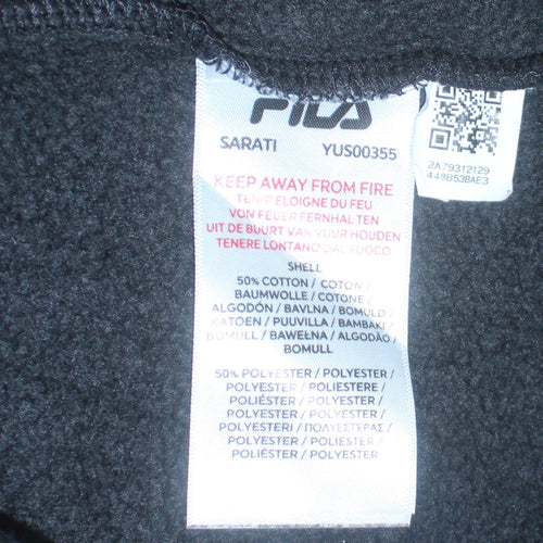 Fila Men's Black Pullover Hoodie Small Embroidered Logo Fleece