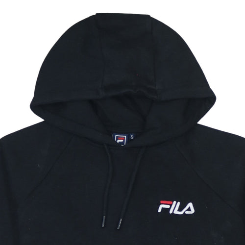 Fila Men's Black Pullover Hoodie Small Embroidered Logo Fleece