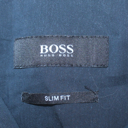 Hugo Boss Men's Blue Slim Fit Linen Long Sleeve Button-Up Shirt Size 40