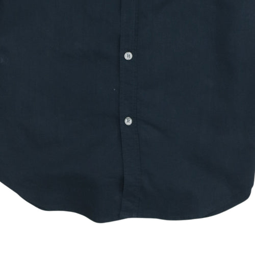 Hugo Boss Men's Blue Slim Fit Linen Long Sleeve Button-Up Shirt Size 40
