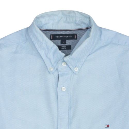 Tommy Hilfiger Men's Blue Slim Fit Button-Down Shirt L