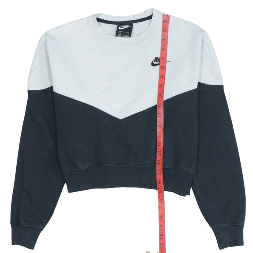 Nike Women Black White Colourblock Crew Neck Pullover Sweatshirt L