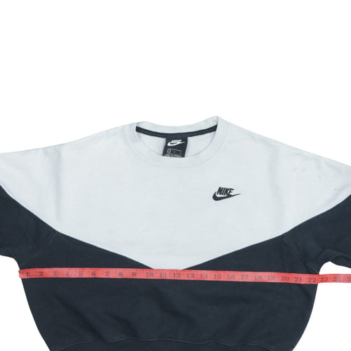 Nike Women Black White Colourblock Crew Neck Pullover Sweatshirt L