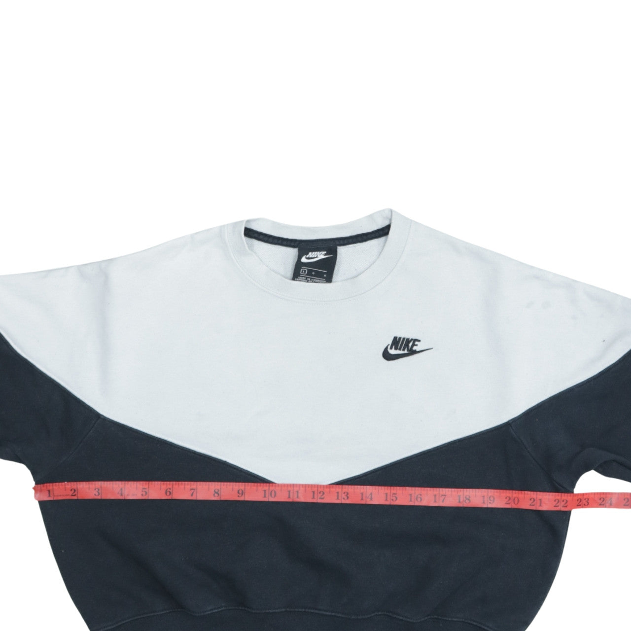 Nike Women Black White Colourblock Crew Neck Pullover Sweatshirt L