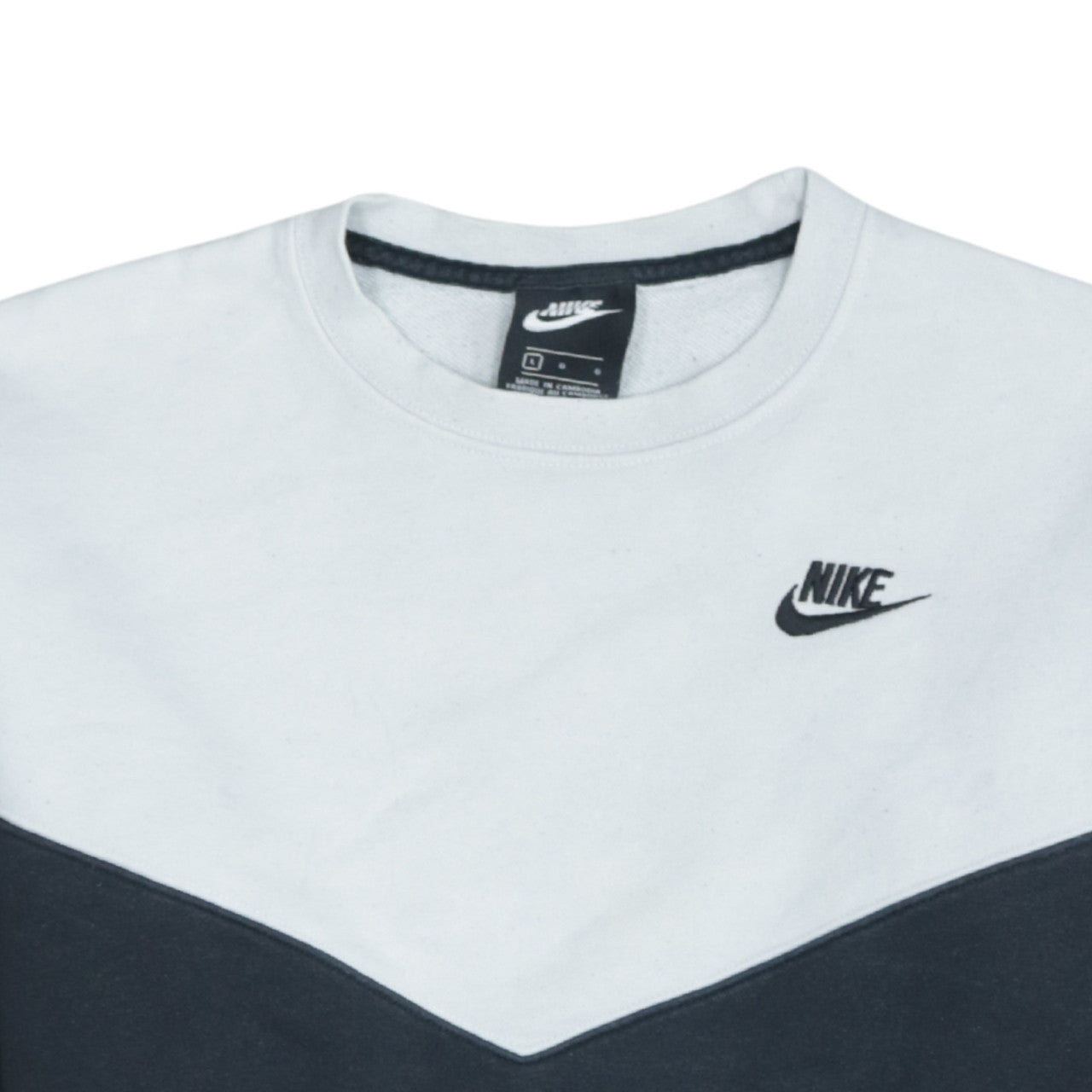 Nike Women Black White Colourblock Crew Neck Pullover Sweatshirt L