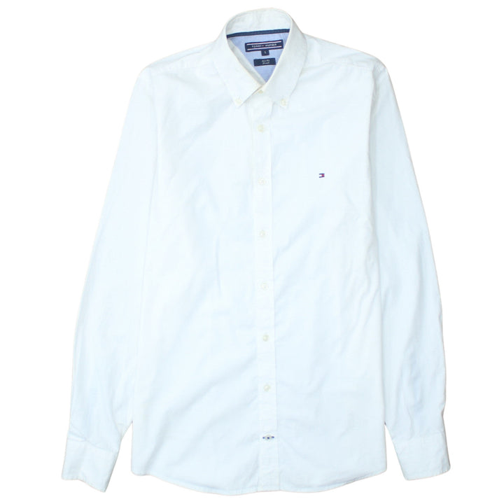 Tommy Hilfiger Men’s White Slim Fit Stretch Button-Up Shirt Size S