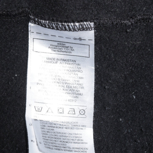 Adidas Women Black 1/4 Zip Sweatshirt UK 14 Zip Pocket Logo Sportswear