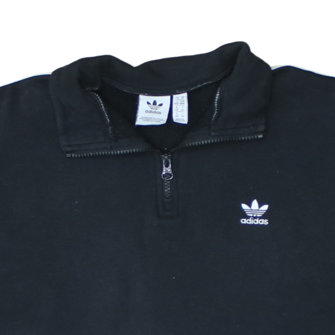 Adidas Women Black 1/4 Zip Sweatshirt UK 14 Zip Pocket Logo Sportswear