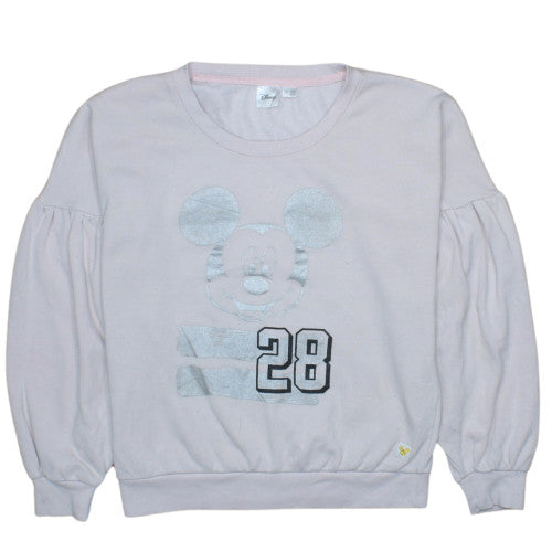 Disney Women Pink Mickey Mouse 28 Pullover Sweatshirt Size S 8/10