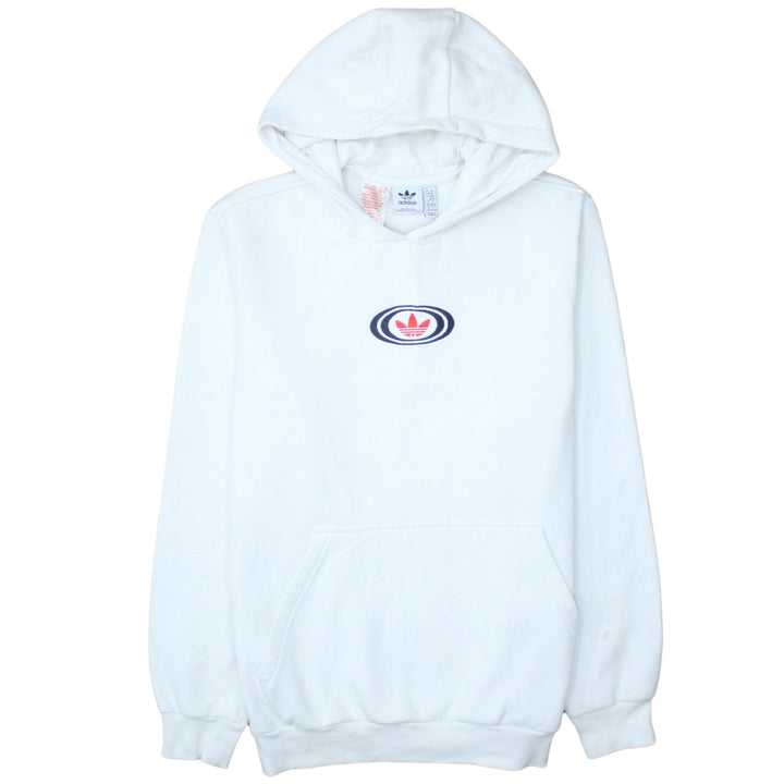 Adidas Boys White XL Pullover Hoodie with Trefoil Logo Print