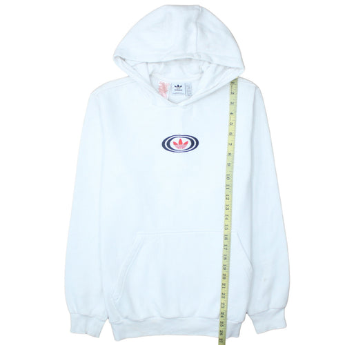 Adidas Boys White XL Pullover Hoodie with Trefoil Logo Print