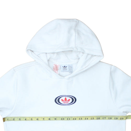 Adidas Boys White XL Pullover Hoodie with Trefoil Logo Print