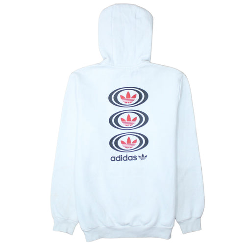 Adidas Boys White XL Pullover Hoodie with Trefoil Logo Print