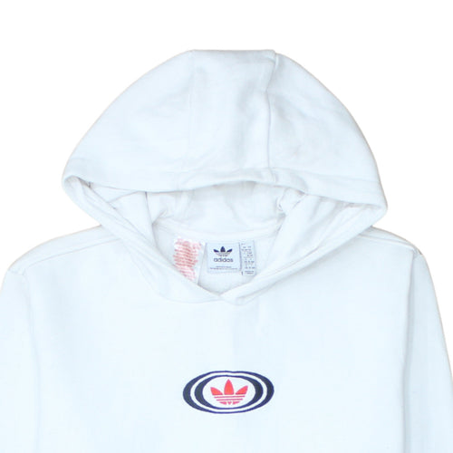 Adidas Boys White XL Pullover Hoodie with Trefoil Logo Print