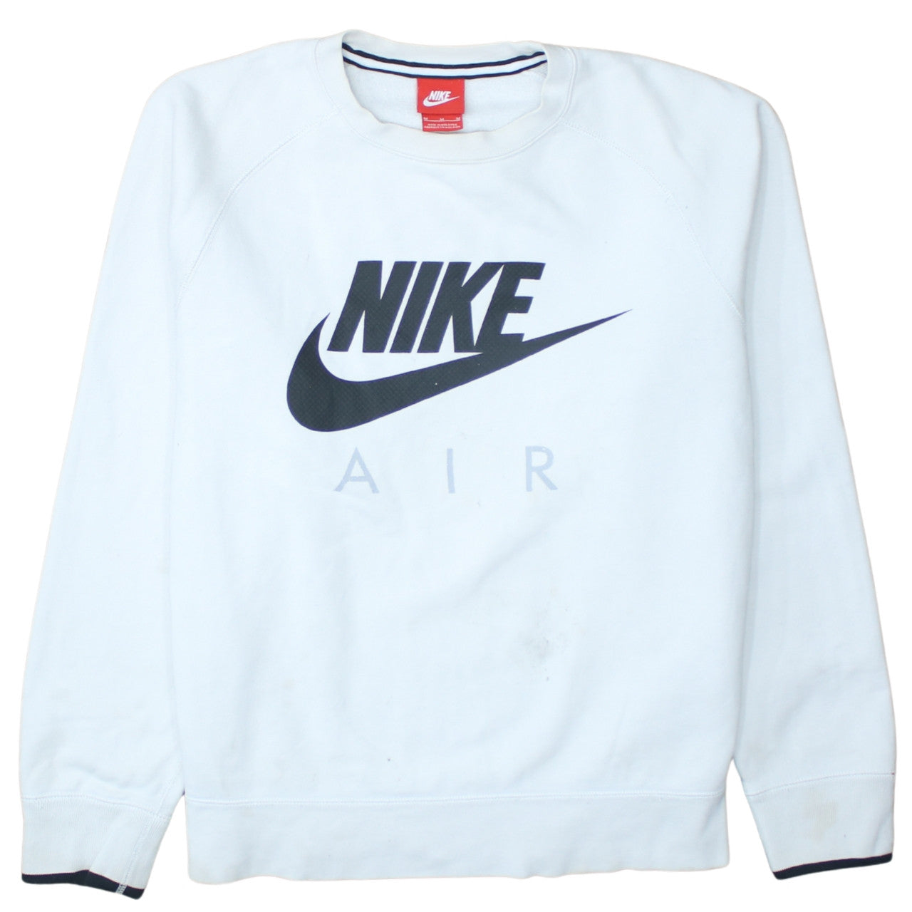 Nike Men's White Crew Neck Pullover Sweatshirt M Graphic Print Cotton Blend