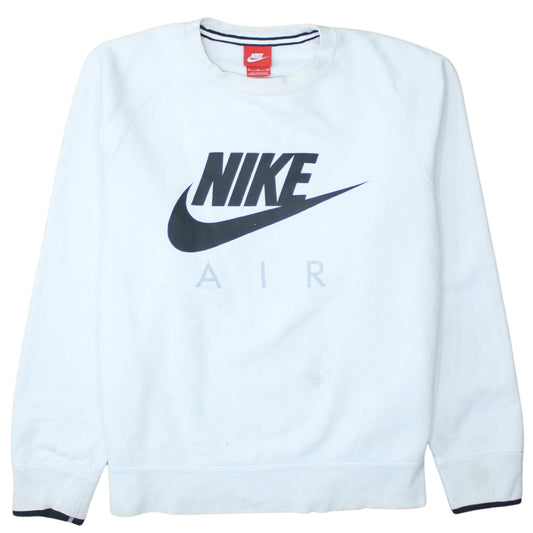 Nike Men's White Crew Neck Pullover Sweatshirt M Graphic Print Cotton Blend