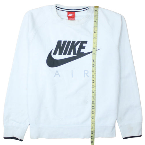 Nike Men's White Crew Neck Pullover Sweatshirt M Graphic Print Cotton Blend