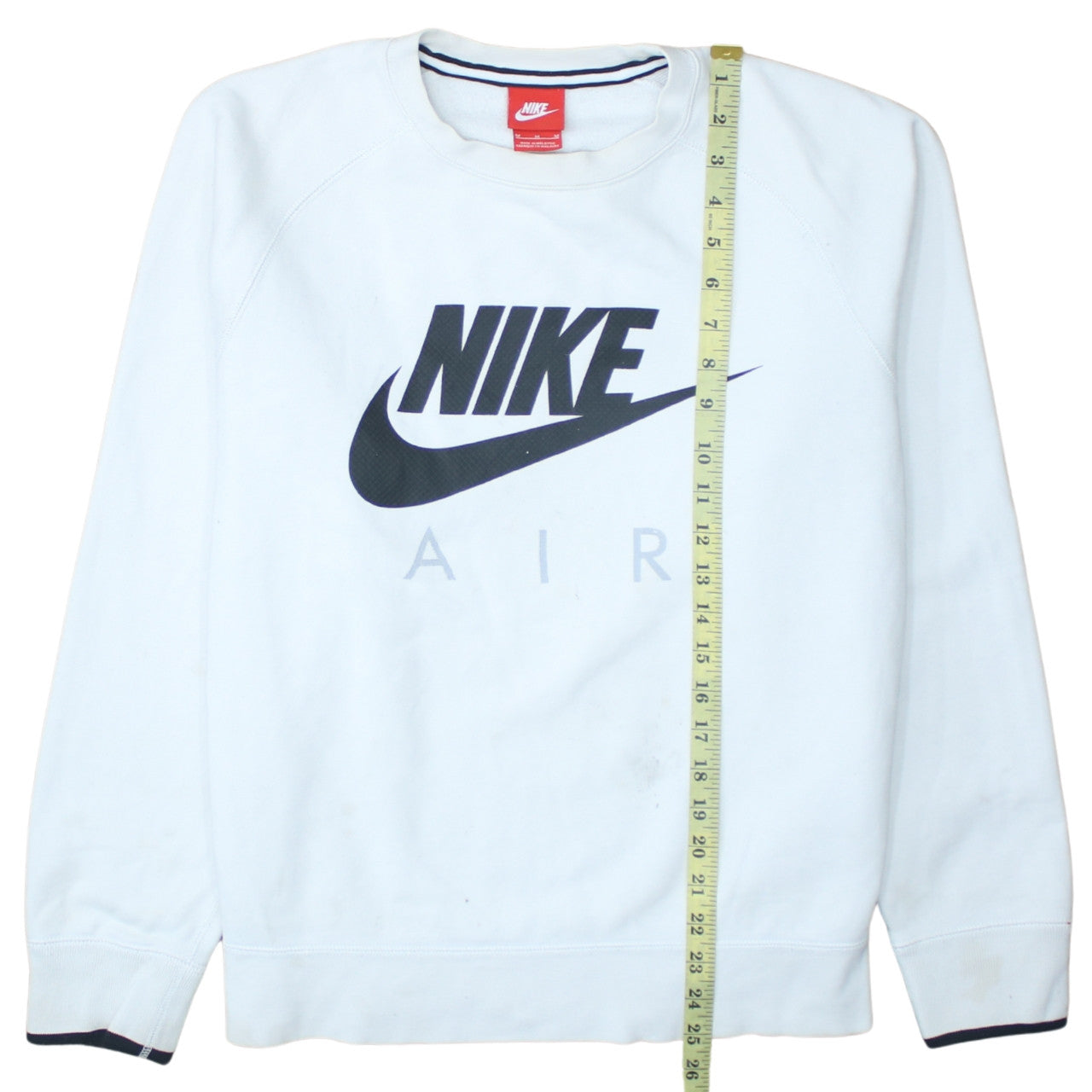 Nike Men's White Crew Neck Pullover Sweatshirt M Graphic Print Cotton Blend