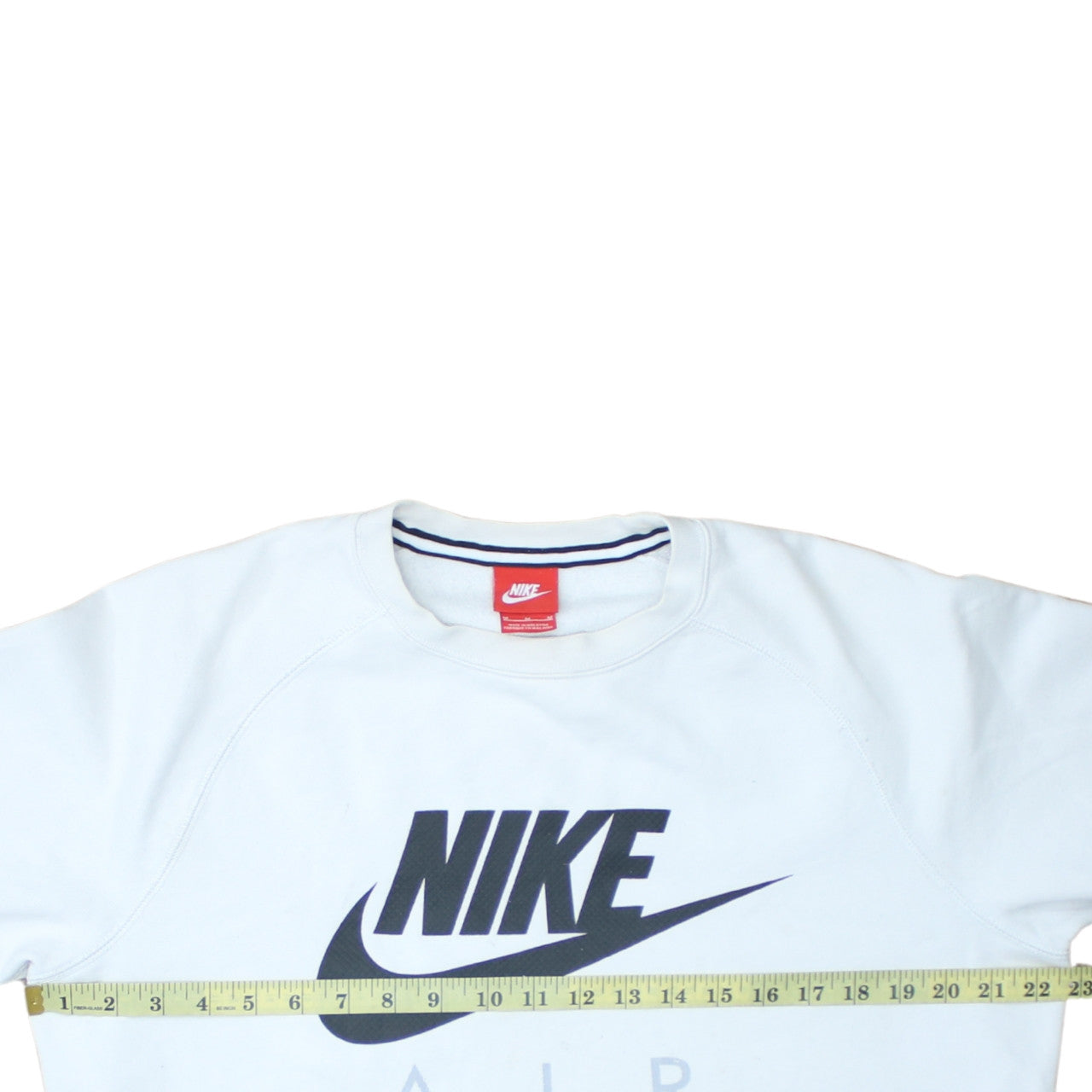 Nike Men's White Crew Neck Pullover Sweatshirt M Graphic Print Cotton Blend