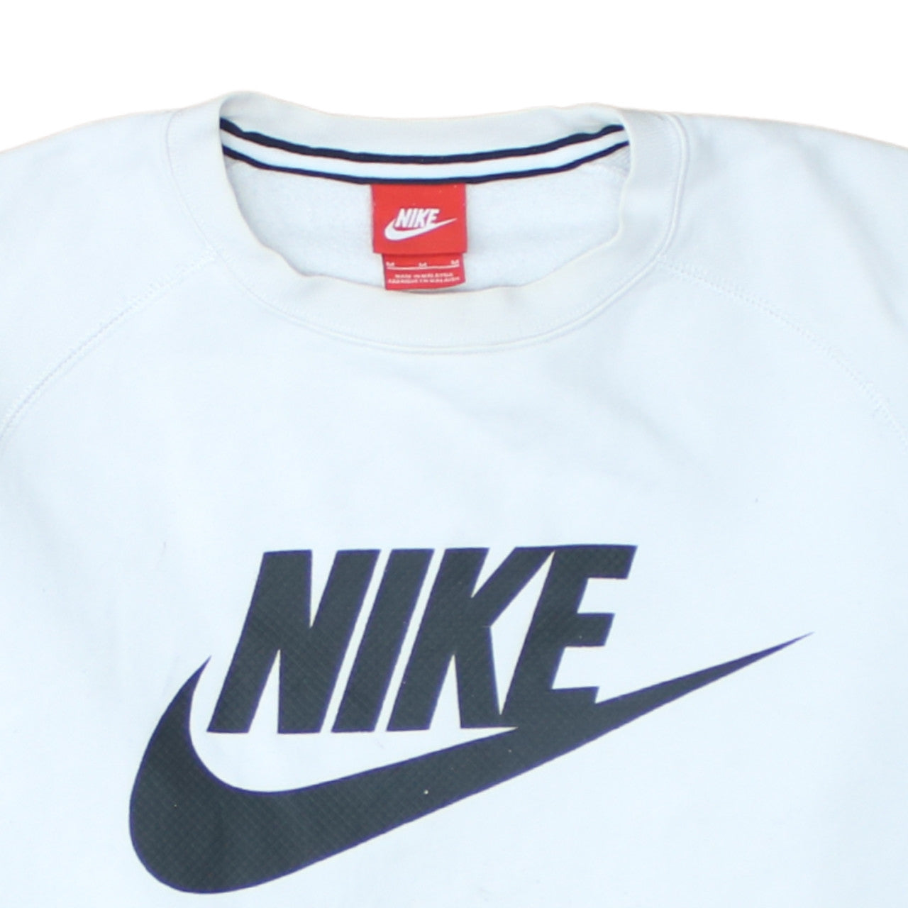 Nike Men's White Crew Neck Pullover Sweatshirt M Graphic Print Cotton Blend