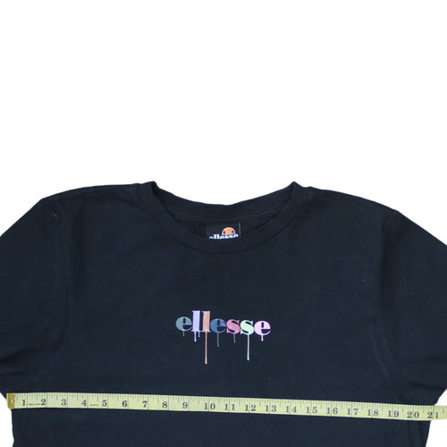 Ellesse Women's Black Cotton Short Sleeve T-Shirt UK 14
