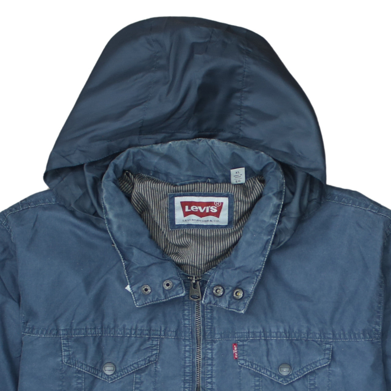 Levi's Men's Blue XL Hooded Cotton Nylon Casual Jacket