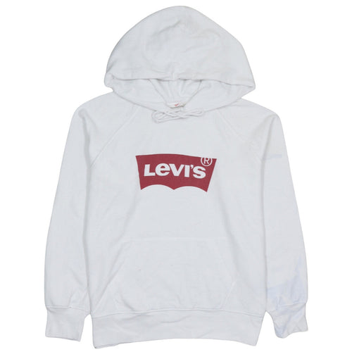 Levi's Men White Pullover Hoodie M Logo Graphic Fleece Sweatshirt