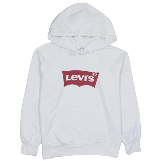 Levi's Men White Pullover Hoodie M Logo Graphic Fleece Sweatshirt