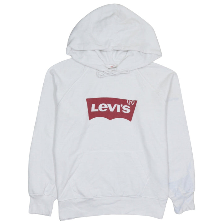 Levi's Men White Pullover Hoodie M Logo Graphic Fleece Sweatshirt