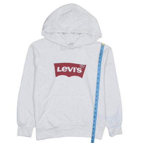 Levi's Men White Pullover Hoodie M Logo Graphic Fleece Sweatshirt