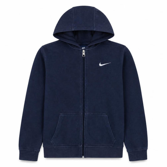 Front view of Nike boys’ blue full zip hoodie 13-15 years fleece hooded sweatshirt