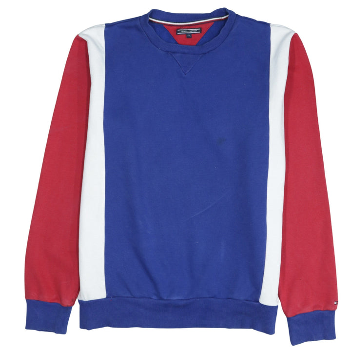 Tommy Hilfiger Men Blue Red White Colour Block Sweatshirt 2XL