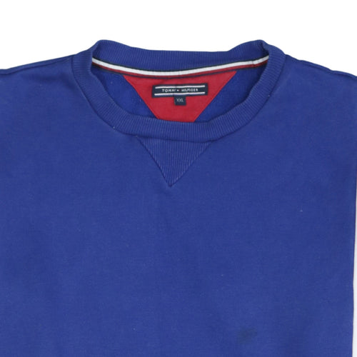 Tommy Hilfiger Men Blue Red White Colour Block Sweatshirt 2XL