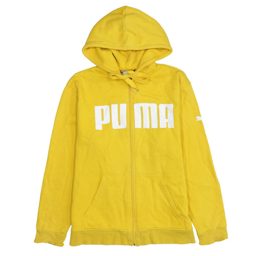 Puma Men's Yellow Full Zip Hoodie S Sports Logo Sweatshirt