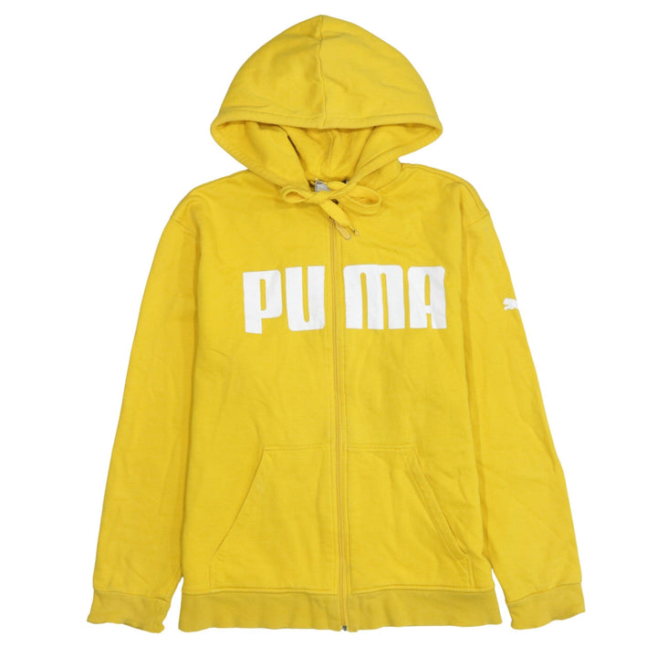 Puma Men's Yellow Full Zip Hoodie S Sports Logo Sweatshirt