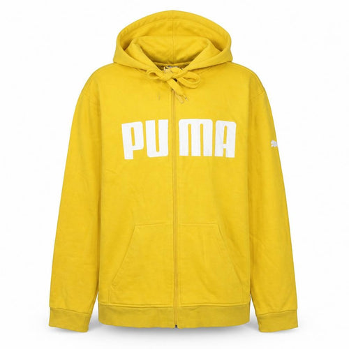 Puma Men's Yellow Full Zip Hoodie S Sports Logo Sweatshirt