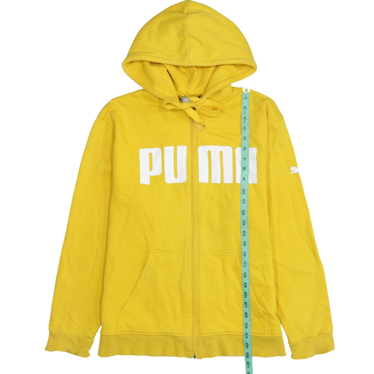 Puma Men's Yellow Full Zip Hoodie S Sports Logo Sweatshirt